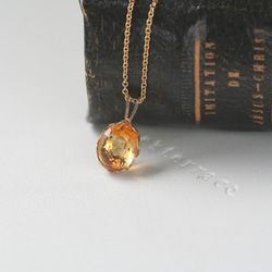 宝石質　14KGF 大粒の秋色シトリン　オーバルカットネックレス 2枚目の画像