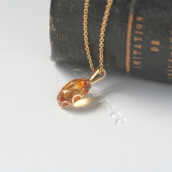 宝石質　14KGF 大粒の秋色シトリン　オーバルカットネックレス 4枚目の画像
