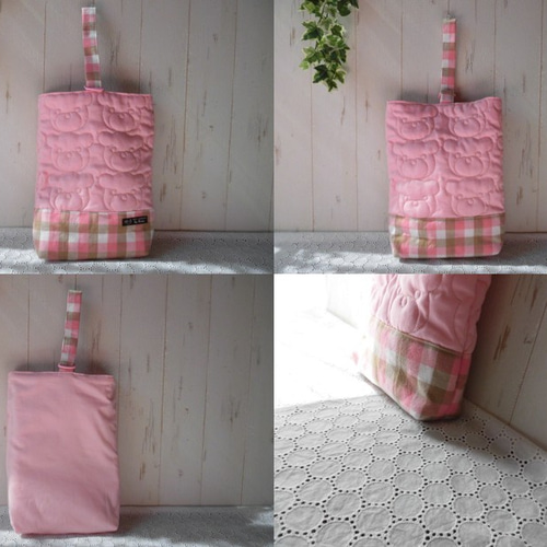 送料無料】入園入学3点セット(花とくま・チェック)