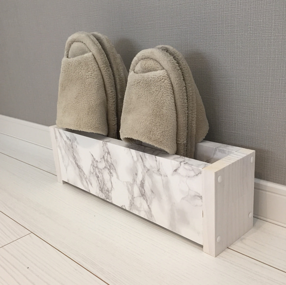 大理石調 スリッパラック ☆ サイズオーダー おしゃれ 棚 組み立て不要