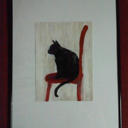黒猫と赤い椅子 2枚目の画像