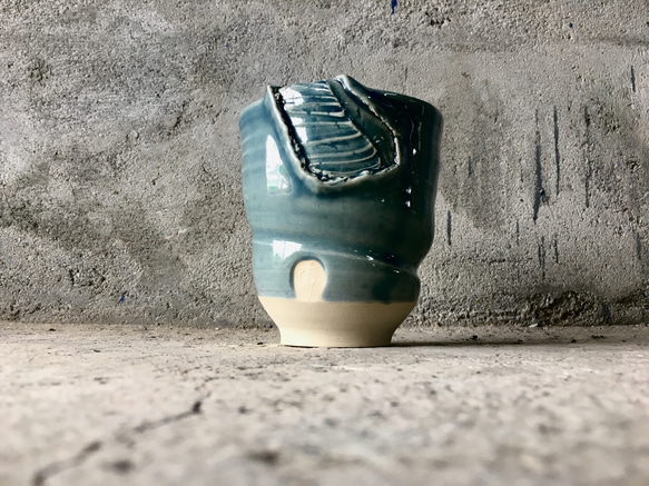 デニムブルーの不完全なテクスチャカップ 3枚目の画像