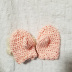 ミトン　手袋　0~1歳　お花柄　ピンク 2枚目の画像