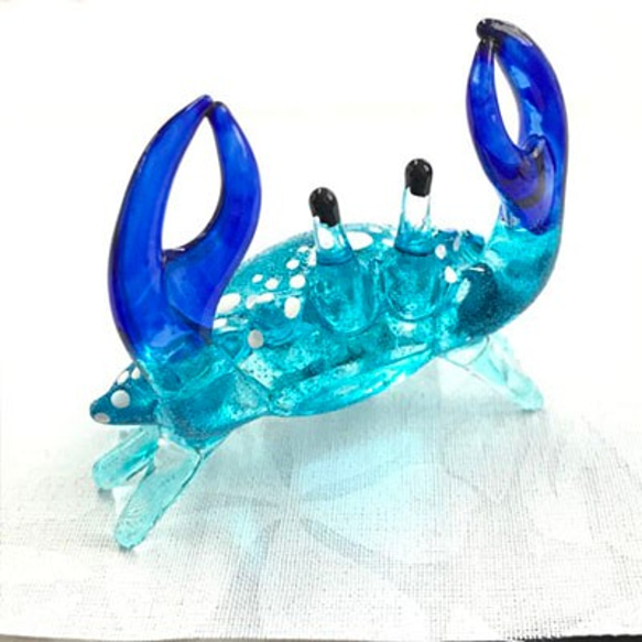 ミニチュアガラス　カニ（大）　レッド・ブルー　　２体セット　　インテリア　パーツ　１点１点職人の手作り作品 6枚目の画像