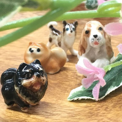 スーパーミニチュア陶器 犬4種4匹 セットB インテリア パーツ 1