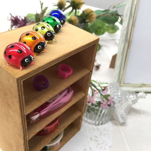 ミニチュアガラス てんとう虫 5体セット インテリア パーツ 1点1点