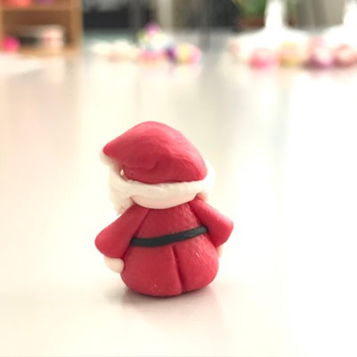 ミ二チュア粘土人形 サンタ＋雪だるま セット インテリア パーツ 1点