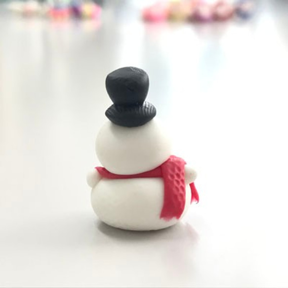ミ二チュア粘土人形　サンタ＋雪だるま　セット　インテリア　パーツ　１点１点職人の手作り作品 7枚目の画像