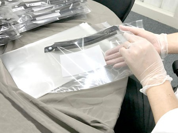 フェイスシールド（国産）　3枚セット　スベリ止めゴムバンド付　ウレタン付　沫感染予防防塵　国内加工、組立　個包装 8枚目の画像