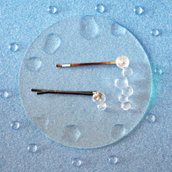 バブル透明感なヘアピン ガラス パーツクラブ金具 1枚目の画像