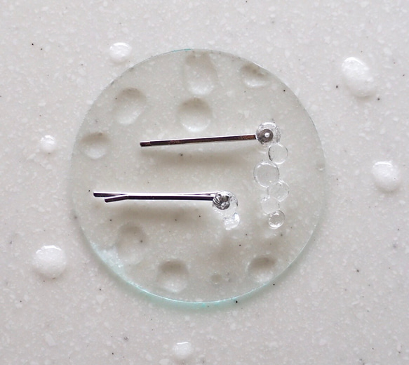 バブル透明感なヘアピン ガラス パーツクラブ金具 2枚目の画像