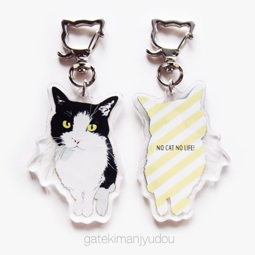 はちわれ猫のアクリルキーホルダー キーホルダー 画的饅頭堂