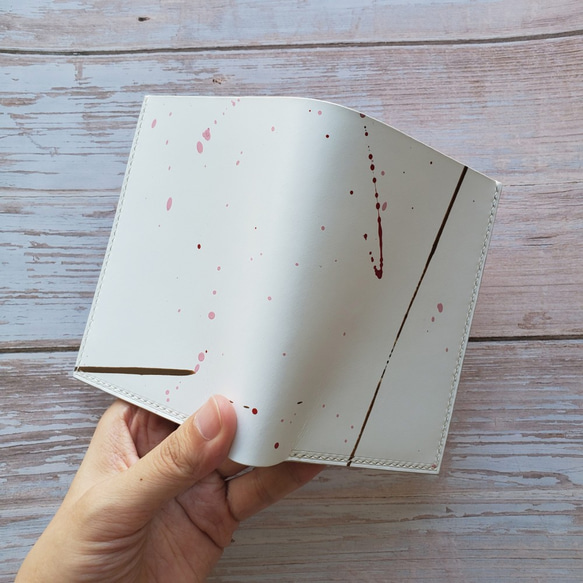 【在庫一掃】桜 短財布 イタリアンレザー 手縫い 本革 5枚目の画像