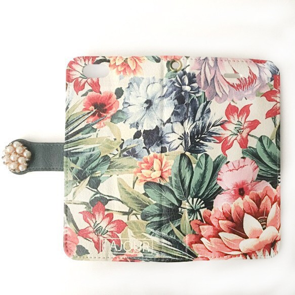 （已獲得1600個收藏！）復古花卉圖案筆記本手機殼，適用於iPhone/Xperia/Galaxy 第3張的照片