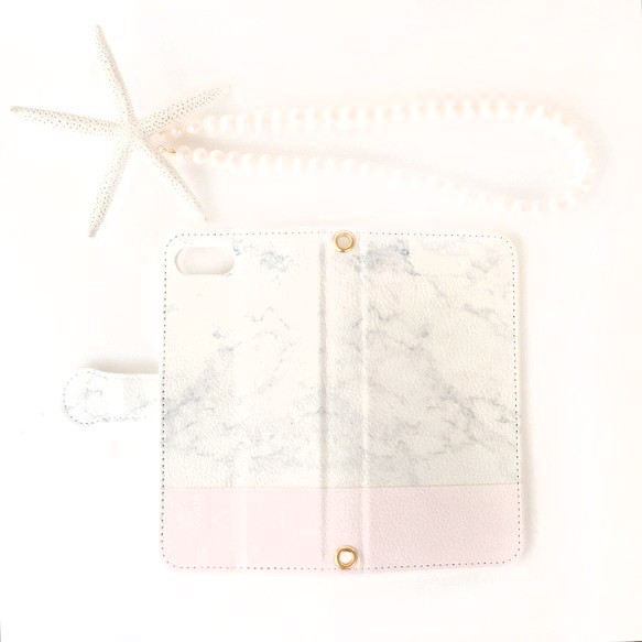 淡粉紅色條紋大理石圖案筆記本保護套，不含寶石 pajour 第3張的照片