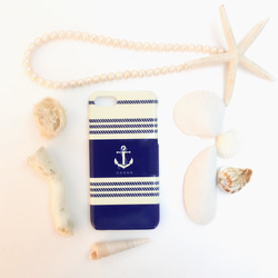 海軍藍錨圖案智慧型手機硬殼（海洋）（海星）iPhone/Xperia 第1張的照片