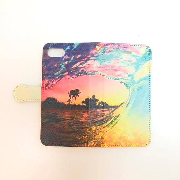 日落海灘 ② 圖案筆記本型無寶石智慧型手機保護殼（乾刷）iPhone/Xperia 第4張的照片