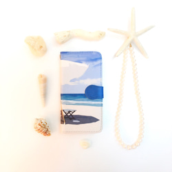 米克諾斯海灘圖案 ① 筆記本智慧型手機保護殼 無 Bijou（乾刷）iPhone/Xperia/Galaxy 第3張的照片