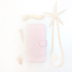 淡粉紅色大理石摩洛哥圖案筆記型電腦保護殼無珠寶 iPhone/Xperia/Galaxy/AQ 第1張的照片
