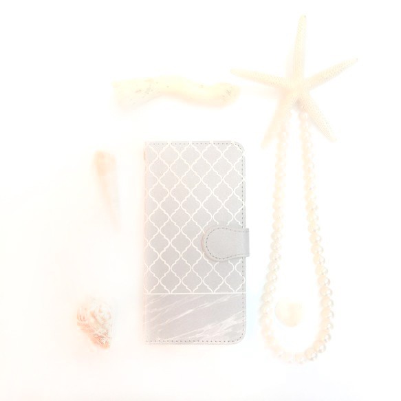 灰色大理石摩洛哥圖案筆記型電腦保護殼無珠寶 iPhone/Xperia/Galaxy/AQ 第1張的照片