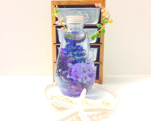 Herbarium) 麗しのラベンダー紫花ミックスハーバリウム電球型