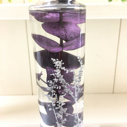 (Herbarium) 麗しのユーカリ紫花ミックスハーバリウム電球型ガラスボトル(pajour)(ギフト) 3枚目の画像