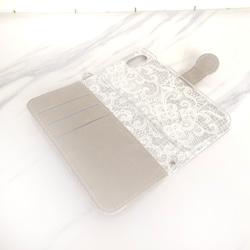 非寶石本色切換蕾絲圖案皮革筆記本智慧型手機保護殼 iPhone6 / 6s, 7,8 PAJOUR 第4張的照片