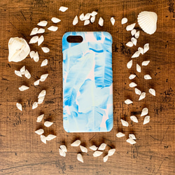 淡藍色樹葉紋硬殼 iPhone/Xperia/Galaxy/AQUOS 第4張的照片