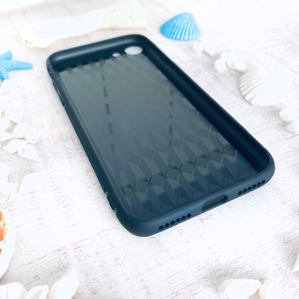 海藍寶石圖案背面鋼化玻璃智能手機硬殼iphone7 / 8 / XR / XS 第3張的照片