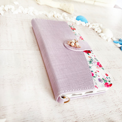 閃亮的紫色花卉筆記本型智能手機外殼 iPhone 多型號兼容 第2張的照片