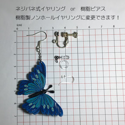 青い蝶のペーパークイリングピアスorイヤリング 5枚目の画像