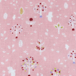 110×50 ことりさんのダブルガーゼ ピンク 生地 布 コットン100％ Wガーゼ 4枚目の画像