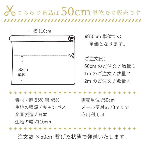 110×50 無地 生地 布 やわらかハーフリネンキャンバス オフホワイト やや薄手 商用利用可 3枚目の画像