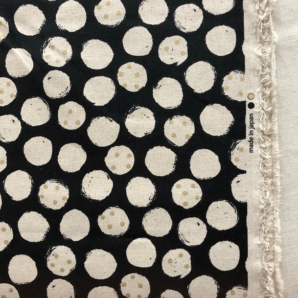 110×50 綿麻キャンバス コットンリネン ラメドットの布 生地 ブラック 4枚目の画像