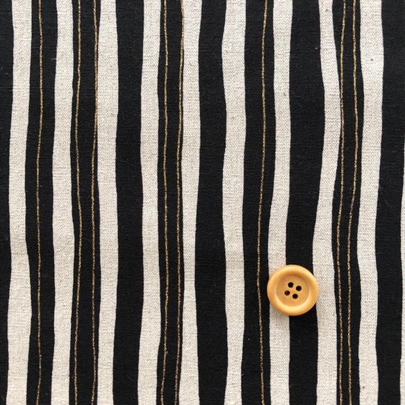 110×50 綿麻キャンバス コットンリネン ラメストライプの布 生地 ブラック 4枚目の画像