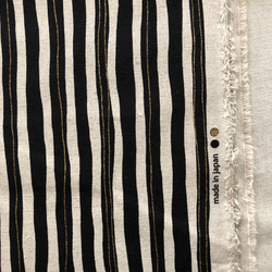 110×50 綿麻キャンバス コットンリネン ラメストライプの布 生地 ブラック 6枚目の画像