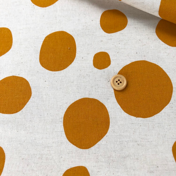108×50 綿麻シーチング コットンリネン ランダムドットの布 生地  オレンジ 3枚目の画像