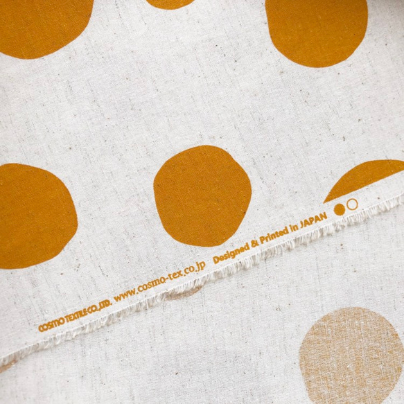 108×50 綿麻シーチング コットンリネン ランダムドットの布 生地  オレンジ 4枚目の画像
