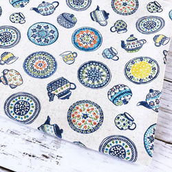 オーダー用生地サンプル 北欧リボン綿麻