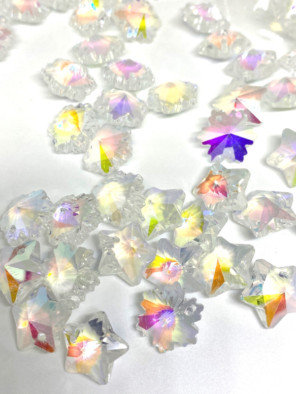 在庫限り　20個　送料無料　ガラスチャーム　星　雪の結晶　アソート 3枚目の画像