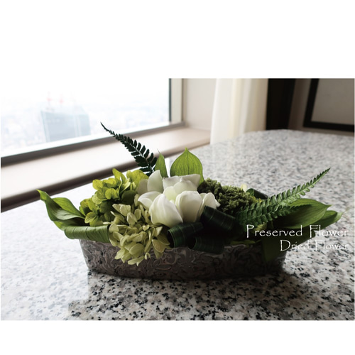 モダン ✿ クチナシのプリザーブドフラワー テーブルコーディネート