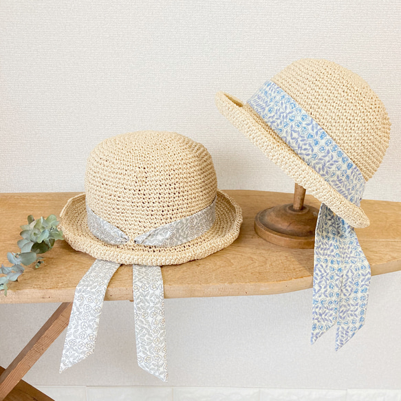 オリジナルデザイン＊自然素材のナチュラル帽子 リボン調節（ライト  