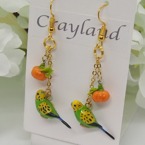 セキセイインコ・ノーマル(黄緑)のピアス・イヤリング ピアス
