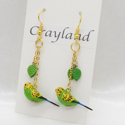 セキセイインコ・ノーマル(黄緑)のピアス・イヤリング ピアス（フック