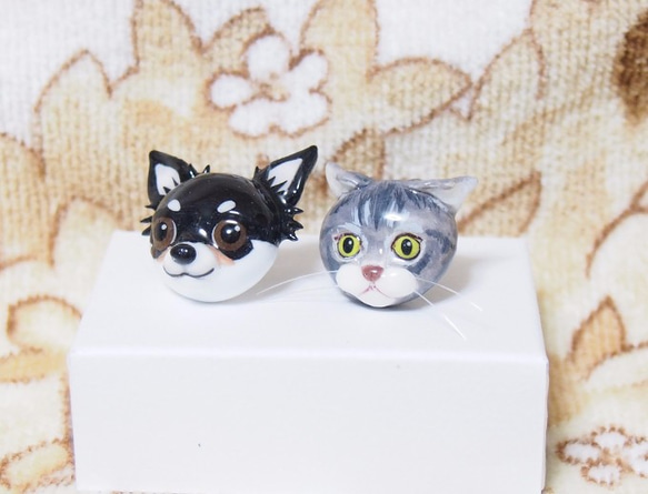 ほっしー様オーダー作品　猫ちゃん、チワワちゃんのピアス2セット 5枚目の画像