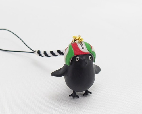 ほっしー様オーダー作品・バレーボールを被ったカラスちゃんストラップ