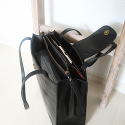 【A4ファイルがすっぽり】本革⭐縦型のレディースビジネストートバッグ 6枚目の画像