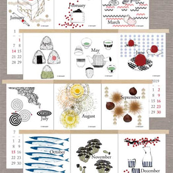 2019《ニホンのクラシ》カレンダー　-木と細いロープで製本された壁掛けカレンダー- 2枚目の画像