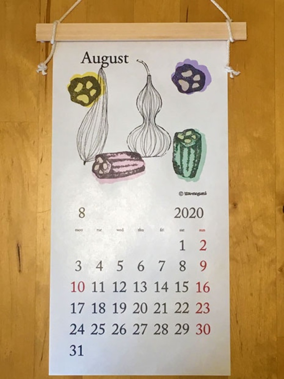 2020《ニホンのクラシ》カレンダー -木と細いロープで製本された壁掛けカレンダー- 6枚目の画像