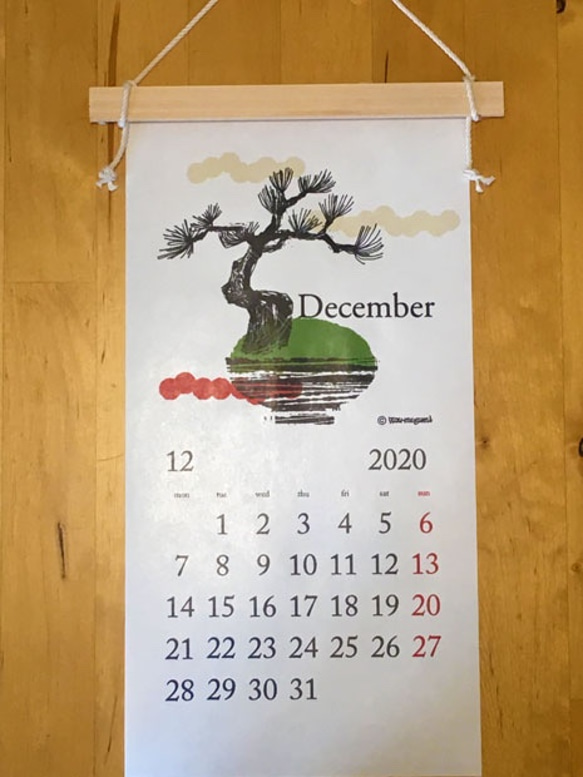 2020《ニホンのクラシ》カレンダー -木と細いロープで製本された壁掛けカレンダー- 9枚目の画像